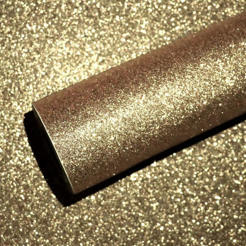 VEELIKE Champagne Gold Glitter Wallpaper Stick and Peel for Bedroom 15.7''x354'' Sparkle Champagne Glitter Contact Paper Peel and Stick Glitter Fabric Wallpaper Roll for Walls Cabinets Gift Wrapping