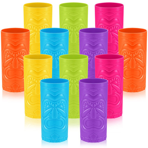 Patelai 12 Pcs 24 oz Plastic Tiki Cups Bulk Colored Tiki Mug Cups Tiki Themed Luau Cups Tiki Bar Accessories Cocktail Cups Hawaiian Luau Party Drinking Tumblers for Luau Beach Hawaiian Party Supplies Patelai 12 Pcs 24 oz Plastic Tiki Cups Bulk Colored Tiki Mug Cups Tiki Themed Luau Cups Tiki Bar Accessories Cocktail Cups Hawaiian Luau Party Drinking Tumblers for Luau Beach Hawaiian Party Supplies