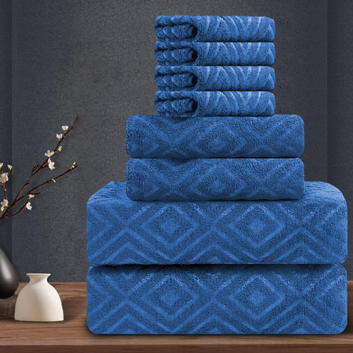 8 Piece Bathroom Towel Set |2 Oversized Bath Towels,2 Hand Towels,4 Washcloths| Soft Large Bath Sheet Premium Towel Set for Bathroom Hotel,Highly Absorbent Quick Dry Bath Towel Collections,Dark Blue