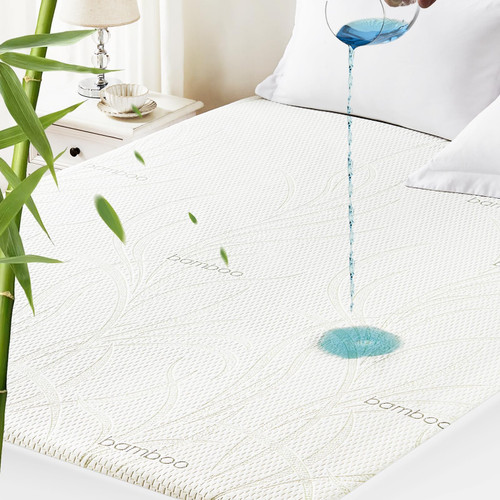Bamboo Twin XL Waterproof Mattress Protector - Blancmax Machine Washable Breathable Mattress Protector with Deep Stretchable Pockets, Hypoallergenic & Odor Resistant Mattress Cover Soft & Noiseless Bamboo Twin XL Waterproof Mattress Protector - Blancmax Machine Washable Breathable Mattress Protector with Deep Stretchable Pockets, Hypoallergenic & Odor Resistant Mattress Cover Soft & Noiseless