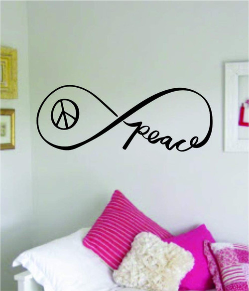 Infinity Peace Quote Decal Sticker Wall Vinyl Art Home Decor Decoration Teen Inspire Inspirational Motivational Living Room Bedroom Beautiful Forever Tattoo Cute Infinite Love