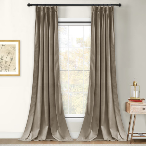 StangH Camel Beige Velvet Curtains - Pinch Pleated Back Tab Room Darkening Thermal Insulated Window Drapes for Bedroom, Luxury Home Decoration for Office, W30 x L84, 2 Panels StangH Camel Beige Velvet Curtains - Pinch Pleated Back Tab Room Darkening Thermal Insulated Window Drapes for Bedroom, Luxury Home Decoration for Office, W30 x L84, 2 Panels