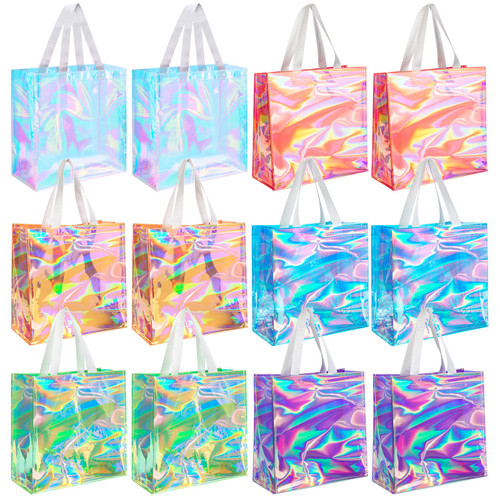 12 Pcs Bulk Stadium Approved Clear Tote Bags 12 x 12 x 6 Inch Large Clear Plastic Tote Bag with Handles for Work Sports (Bright Color)