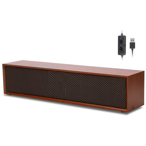 Smalody Computer Speakers, Wood Wireless Sound Bar Speaker for Desktop, PC Speaker with Bluetooth 5.3 & Wired USB AUX-in Connection for Monitor, Laptop, Tablets, Cellphone