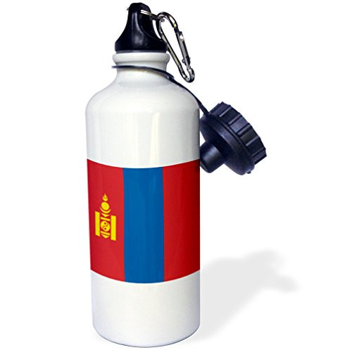 3dRose wb_158381_1"Flag of Mongolia-Mongolian red blue stripes with gold yellow soyombo symbol-Taijitu Yin-Yang" Sports Water Bottle, 21 oz, White 3dRose wb_158381_1"Flag of Mongolia-Mongolian red blue stripes with gold yellow soyombo symbol-Taijitu Yin-Yang" Sports Water Bottle, 21 oz, White