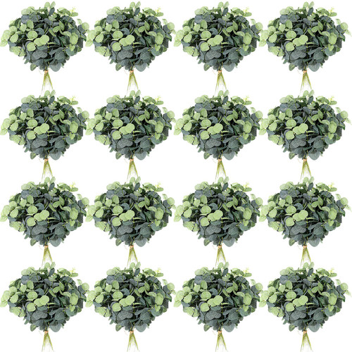 Tigeen 200 Pcs Artificial Eucalyptus Stems Tall 11.8 Inch Tall Faux Eucalyptus Branches Fake Greenery Plants Stems for Vase Home Party Wedding Decorations