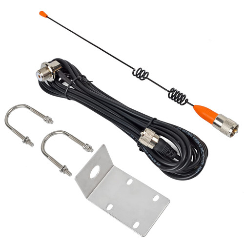 HYSHIKRA VHF Boat Antenna, 156-163Mhz Marine Whip with 5M/16.4ft RG58 Coax Cable and L Shape Fender Bracket for Marine Ship Yacht Mobile Radio