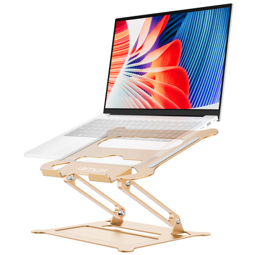 Urmust Adjustable Laptop Stand for Desk Computer Stand for Laptop Riser Holder Stand Compatible with MacBook Air Pro All Laptops 10-15.6"(Gold)