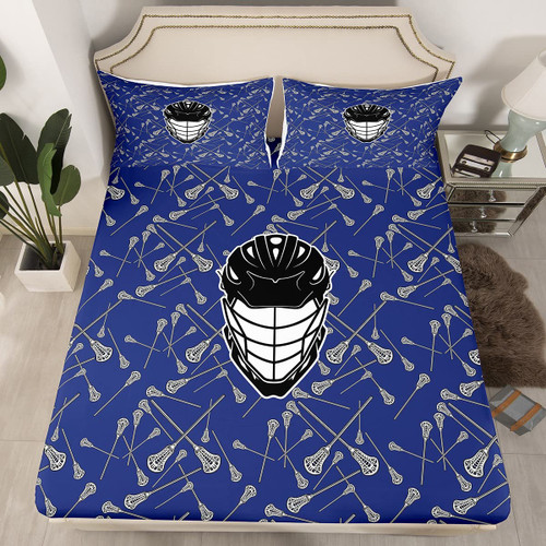 Erosebridal Lacrosse Bed Sheets for Boys,Blue Grey Lacrosse Sticks Fitted Sheet for Kids,Lacrosse Helmet Bedding Set Full,Sports Ball Game Bed Cover + 2 Pillowcases,Gift for Lacrosse Lover Erosebridal Lacrosse Bed Sheets for Boys,Blue Grey Lacrosse Sticks Fitted Sheet for Kids,Lacrosse Helmet Bedding Set Full,Sports Ball Game Bed Cover + 2 Pillowcases,Gift for Lacrosse Lover