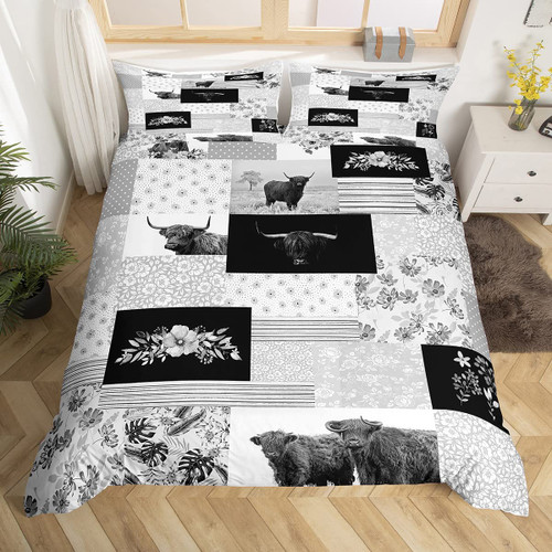 Grey Highland Cattle Duvet Cover Highland Cow Comforter Cover Bull Cattle Bedding Set for Kids Adults Farmhouse Bedspread Cover Ultra Soft Room Decor Western Cow Bull Quilt Cover 3Pcs Full Size Grey Highland Cattle Duvet Cover Highland Cow Comforter Cover Bull Cattle Bedding Set for Kids Adults Farmhouse Bedspread Cover Ultra Soft Room Decor Western Cow Bull Quilt Cover 3Pcs Full Size