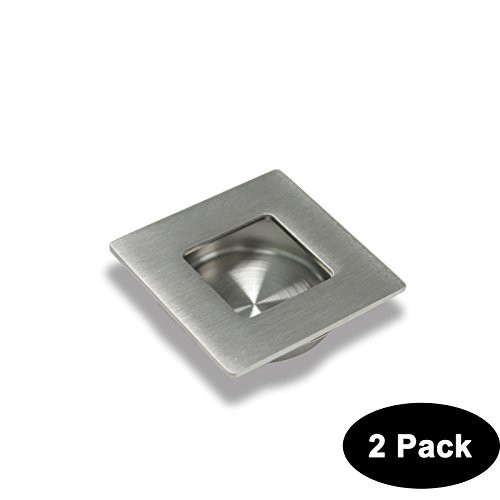 Probrico 50mm Square Recessed Flush Pull Brushed Nickel Furniture Door Cabinet Handles Drawer Knobs 304# Stainless Steel 2 Pack