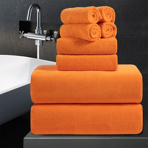 8 Piece Microfibers Towel Set,2 Bath Towels,2 Hand Towels,4 Washcloths,Extra Large Bath Towel for Bathroom Hotel Spa Gym,Highly Absorbent Oversized Bath Sheet,Soft Towel Set Tangerine Bathroom Towel
