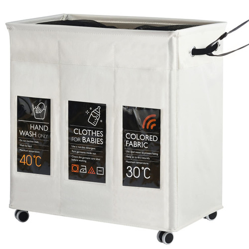 Haundry Laundry Hamper Sorter, Large Laundry Basket 3 Section Bag Organizer for Dirty Clothes, Heavy Duty Laundry Cart Baskets with Wheels and Cover Haundry Laundry Hamper Sorter, Large Laundry Basket 3 Section Bag Organizer for Dirty Clothes, Heavy Duty Laundry Cart Baskets with Wheels and Cover