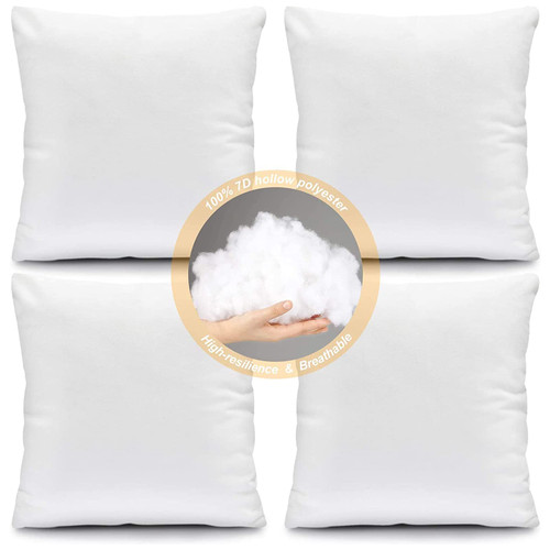Fixwal 26x26 Inches Throw Pillow Inserts Set of 4, White Polyester Indoor Decorative Pillow Inserts, Square Form Pillow Stuffer for Bed Couch Car