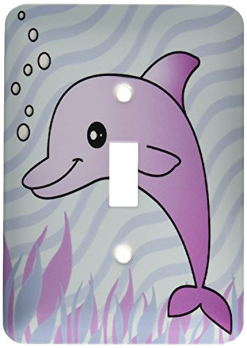 3dRose LLC lsp_13813_1 Cute Purple Dolphin Blue Ocean - Single Toggle Switch