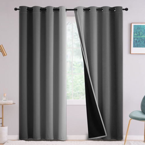 Yakamok Grey 100% Blackout Curtains for Bedroom?Ombre Room Darkening Curtains for Living Room Grommet Window Curtains 84 inches Long,Thermal Insulated Gradient Curtains & Drapes,2 Panels,52x84 inch Yakamok Grey 100% Blackout Curtains for Bedroom?Ombre Room Darkening Curtains for Living Room Grommet Window Curtains 84 inches Long,Thermal Insulated Gradient Curtains & Drapes,2 Panels,52x84 inch