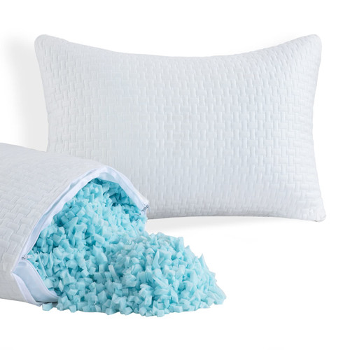 HOMBYS Extra Firm Bed Pillows for Sleeping, Shredded Memory Foam Pillows Queen Size Set of 2, for Side, Back, Stomach Sleepers,Viscose from Bamboo Cooling Cover