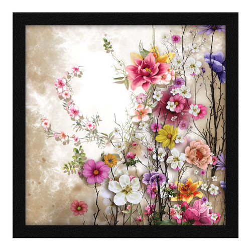 ArtX Paper Flower Wall Art Framed Painting, Wall Decor For Living Room, Multicolor, Floral, 13 X 13 inches, Set of 1 (AXB00322-FLR)