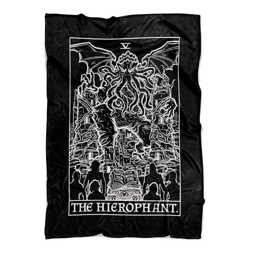 The Hierophant Tarot Card Throw Blanket - Cthulhu Classic Literature Gothic Horror Halloween Home Decor (Black & White) (60" x 50") The Hierophant Tarot Card Throw Blanket - Cthulhu Classic Literature Gothic Horror Halloween Home Decor (Black & White) (60" x 50")