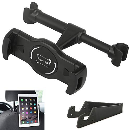 Car Headrest Mount Holder Phone Tablet Holder Stand Cradle for iPad Mini 2 3 4, iPad Pro Air Mini, iPhone X 8 8 Plus 7 7 Plus 6s, Samsung Galaxy Tab, Kindle Fire 7 8 HD and Other 4-10" Smartphones