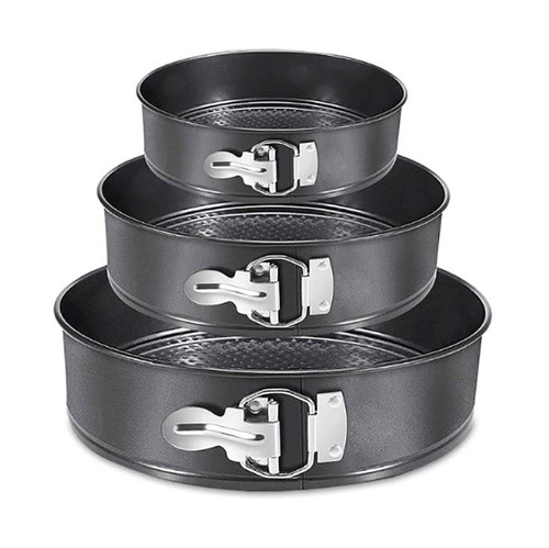 CHICTRY 3Pcs Springform Pan Set Non-stick Leakproof Round Detachable Cake Pan Cheesecake Pan Bakeware for Baking Enthusiast Black 4" 7" 9"