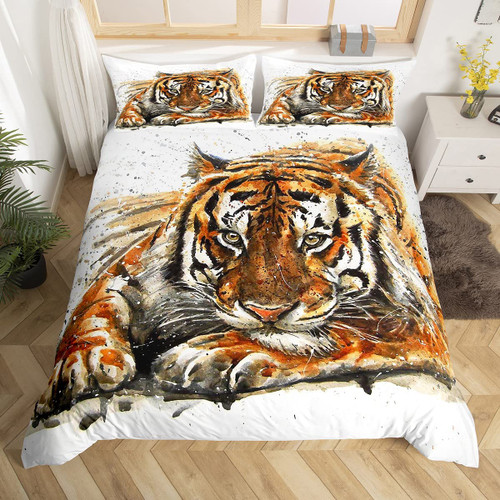 Feelyou Tiger Print Bedding Set Wild Animal Comforter Cover for Kids Boys Girls Teens Wildlife Safari Cat Watercolor Print Duvet Cover Breathable Bedspread Cover Room Decor Quilt Cover Twin Size Feelyou Tiger Print Bedding Set Wild Animal Comforter Cover for Kids Boys Girls Teens Wildlife Safari Cat Watercolor Print Duvet Cover Breathable Bedspread Cover Room Decor Quilt Cover Twin Size