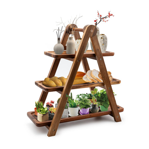 Dessert Table Display Set Tiered Tray Stand Wood Cupcake Stand 3 Tier Serving Tray Rectangle Serving Platter Wooden Farmhouse Tiered Tray, Party Serving Decorative Tray Tray Decor