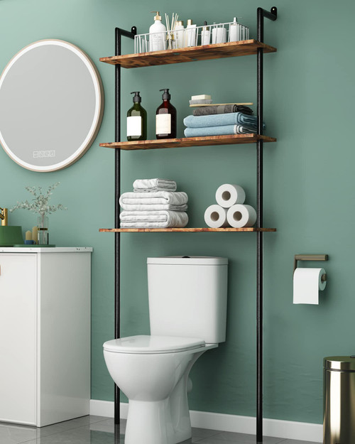 AmazerBath Over The Toilet Storage Shelf, Bathroom Shelf Organizer Over Toilet, 3-Tier Rack Over Toilet Organizer, Multifunctional Space Saver, Restroom Laundry Organizer, Rustic Brown AmazerBath Over The Toilet Storage Shelf, Bathroom Shelf Organizer Over Toilet, 3-Tier Rack Over Toilet Organizer, Multifunctional Space Saver, Restroom Laundry Organizer, Rustic Brown