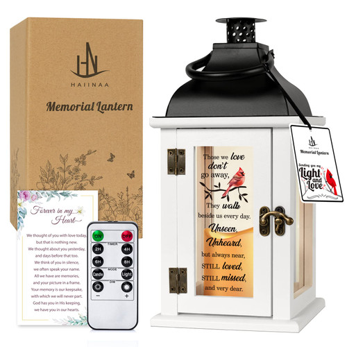 HN HAIINAA Memorial Lantern - Bereavement Sympathy Gifts for Loss of Loved One Memorial Gifts for Loss of Mother Loss of Father Remembrance Gifts Thoughtful Funeral Gifts with LED Candle and Remote