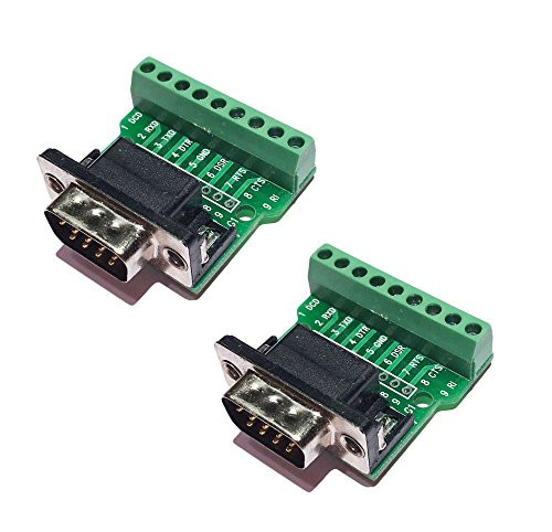 Sysly DB9 RS232 Serial Male Adapter to 9P Terminal Connector Signal Module Riveting Tooth 2Pcs