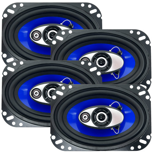 Audiobank 4X 4x6 in 3-Way 250 Watts Coaxial Car Speakers CEA Rated 4 Ohm for Car, RV, ATV, Motorcyle (2 Pairs) (4 Speakers)
