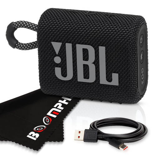 Boomph On-The-Go Kit: JBL Go 3 Portable Bluetooth Wireless Speaker, IP67 Waterproof and Dustproof Built-in Battery - Gray
