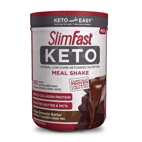 SlimFast Keto Meal Replacement Powder, Fudge Brownie Batter, Low Carb with Whey & Collagen Protein, 10 Servings SlimFast Keto Meal Replacement Powder, Fudge Brownie Batter, Low Carb with Whey & Collagen Protein, 10 Servings