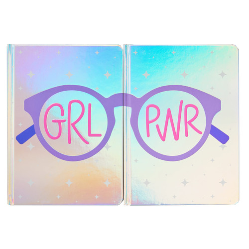 C.R. Gibson TJWP2-24582 Girl Power Holographic Pen and Journal Notebooks for Girls and Teens, 6" W x 8.25" L, Multicolor, 4pcs