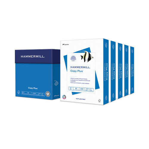 Hammermill Copy Plus 8.5" x 11" Copy Paper, 20 lbs, 92 Brightness, 500/Ream, 5 Reams/Carton