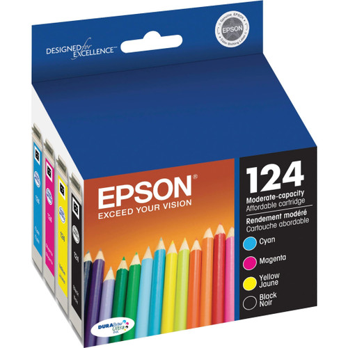 EPSON T124 DURABrite Ultra -Ink Standard Capacity Black & Color -Cartridge Combo Pack (T124120-BCS) for Select Epson Stylus and Workforce Printers