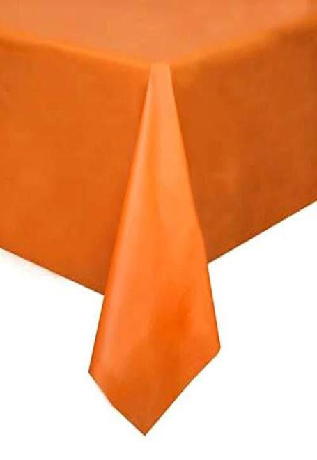 Rectangular Plastic Table Cover | 54" x 108" | Pumpkin Orange | 1 Pc