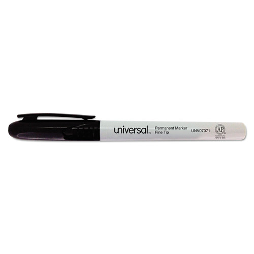Universal UNV07071 Fine Bullet Tip Black Ink Pen-Style Permanent Markers (1 Dozen)