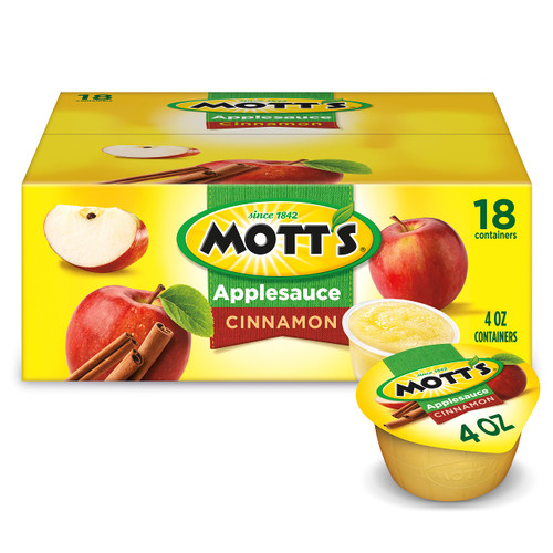 Mott's Cinnamon Applesauce, 4 Ounce Cup, 18 Count Mott's Cinnamon Applesauce, 4 Ounce Cup, 18 Count