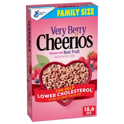 Cheerios Very Berry Cheerios Heart Healthy Cereal, Gluten Free Cereal With Whole Grain Oats, 18.6 OZ Family Size