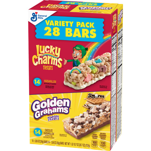 Golden Grahams Lucky Charms Breakfast Cereal Treat Bars Variety Pack, 28 ct Golden Grahams Lucky Charms Breakfast Cereal Treat Bars Variety Pack, 28 ct