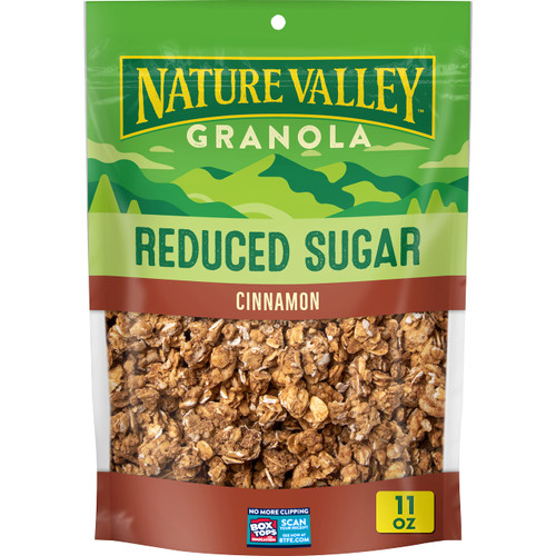 Nature Valley Cinnamon Reduced Sugar Granola, Loose Granola With Whole Grain Oats, 11 OZ Resealable Bag