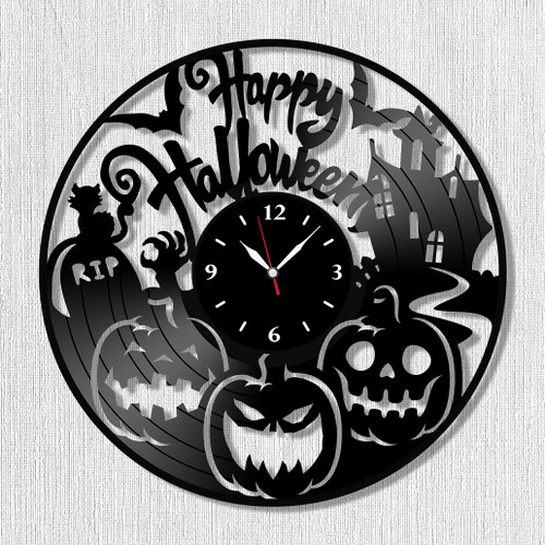 Halloween Vinyl Record Clock 12" - Wall Clock Halloween - Best Gift for Halloween Lovers - Original Wall Home Decoration