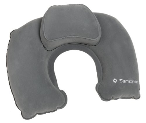 Samsonite Double Comfort Travel Pillow with Pouch, Grey