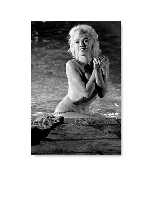 Printed Decor for Home Naked Marilyn Monroe Poster Sunny Beach Printed Art Marilyn Monroe Black and White 15" x 22"