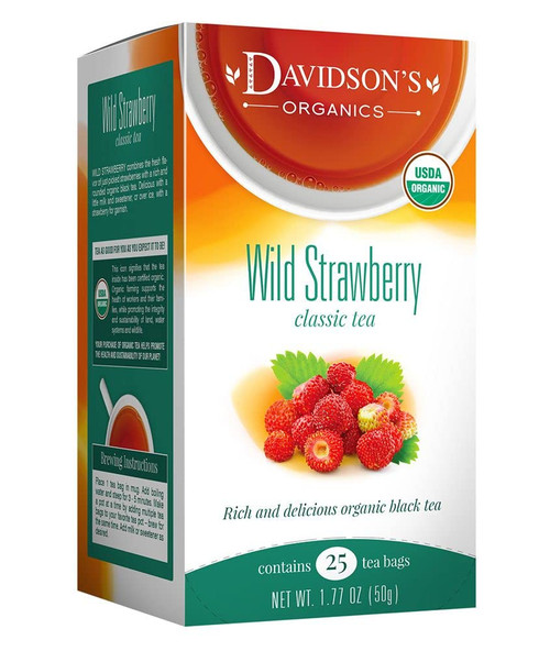 Davidson's Organics, Wild Strawberry, 25-count Tea Bags, Pack of 6