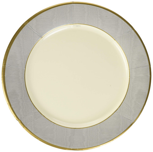 Entertaining with Caspari Moire Dinner Plates, Silver, 8-Pack