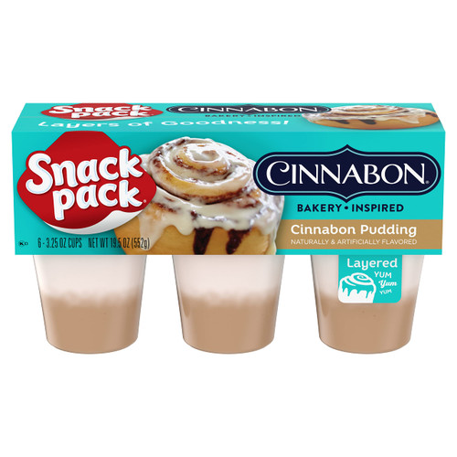 Snack Pack Cinnabon Bakery Inspired Flavored Pudding Cups, 3.25 oz. 6-Count Snack Pack Cinnabon Bakery Inspired Flavored Pudding Cups, 3.25 oz. 6-Count