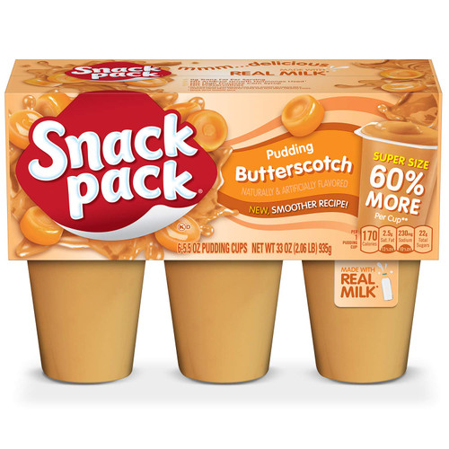 Snack Pack Butterscotch Pudding Cups, 5.5 Ounce (Pack of 6)