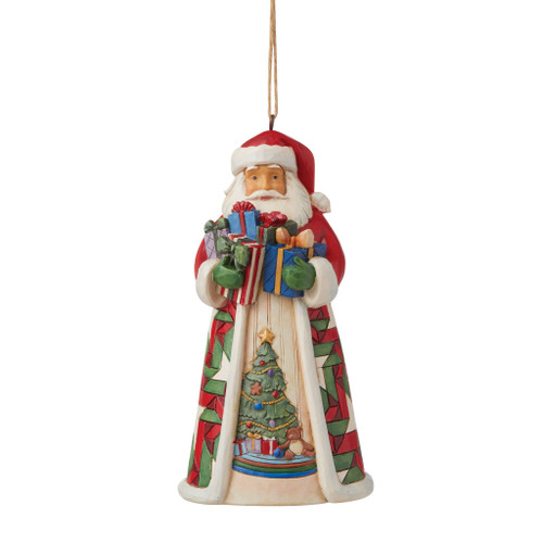 Enesco Jim Shore Heartwood Creek Santa with an Arm Full of Gifts Hanging Ornament, 4.75 Inch, Multicolor for Christmas